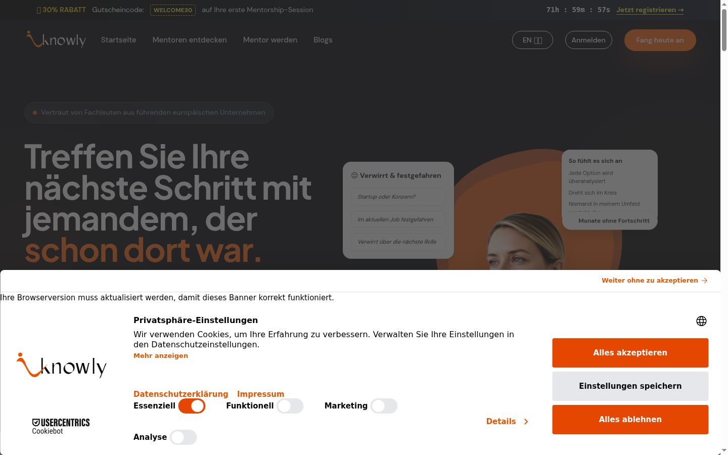 Screenshot of the consent banner shown before any interaction