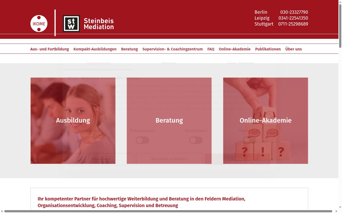Screenshot del banner di consenso mostrato prima di qualsiasi interazione
