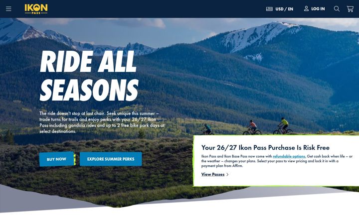 Screenshot of ikonpass.com
