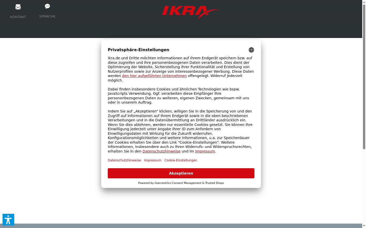 Screenshot des Einwilligungsbanners vor jeglicher Interaktion