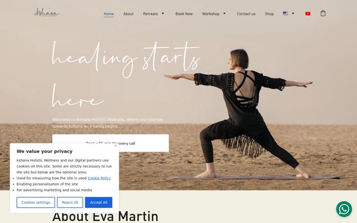 Screenshot of ikshanawellness.com