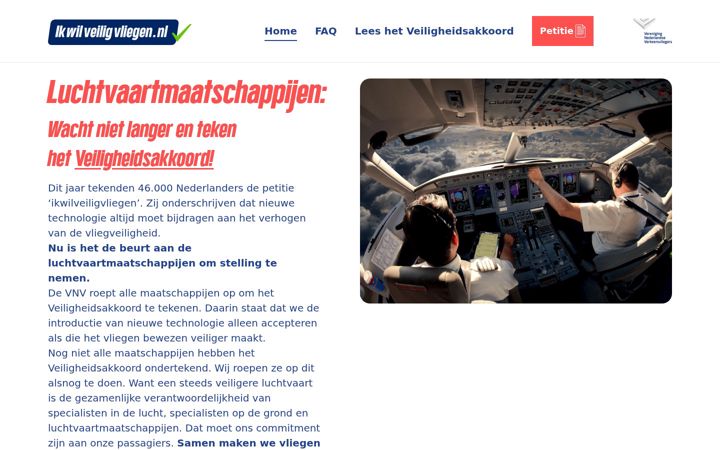 Screenshot of ikwilveiligvliegen.nl