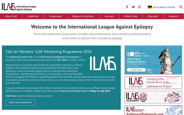 Screenshot of ilae.org