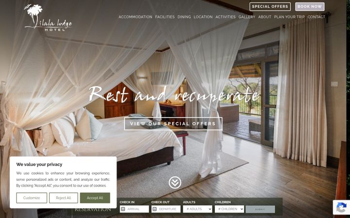 Skærmbillede af ilalalodge.com