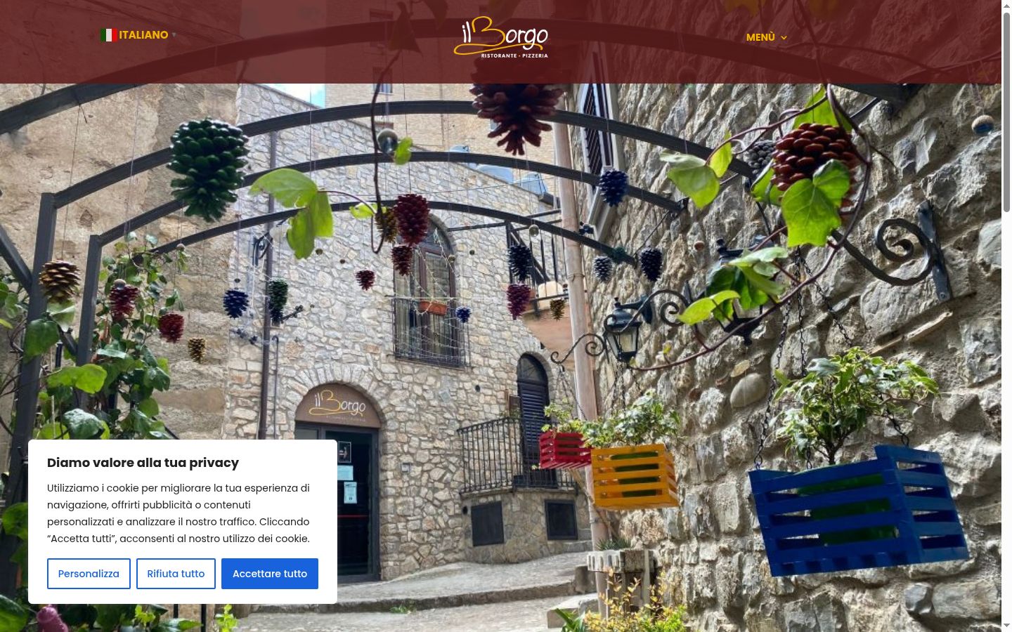 Screenshot del banner di consenso mostrato prima di qualsiasi interazione