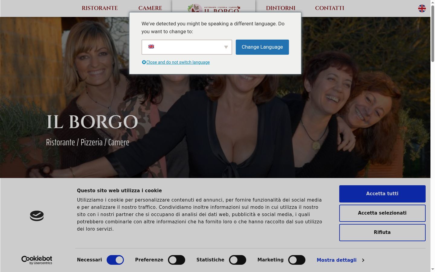 Screenshot des Einwilligungsbanners vor jeglicher Interaktion