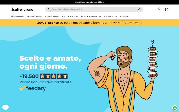 Ekrānuzņēmums no ilcaffeitaliano.com