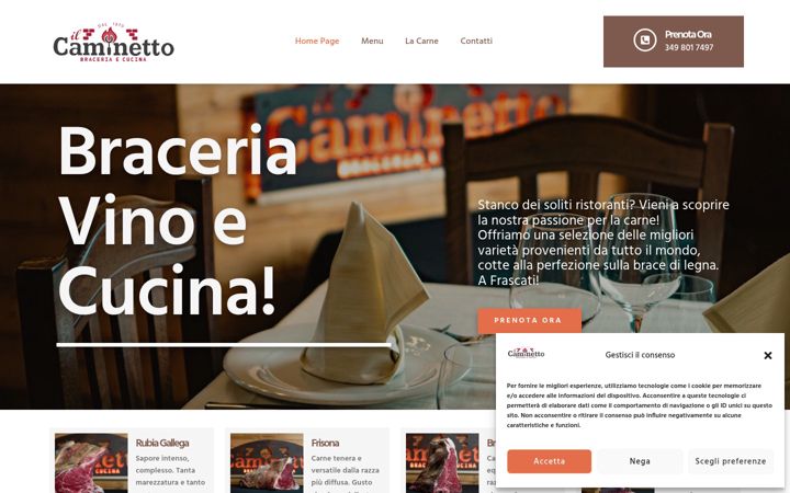 Screenshot stránky ilcaminettofrascati.com
