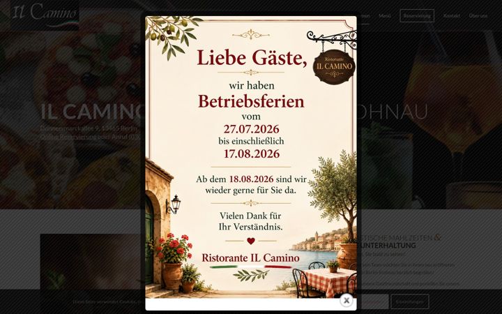 Screenshot of ilcamino-restaurant.de
