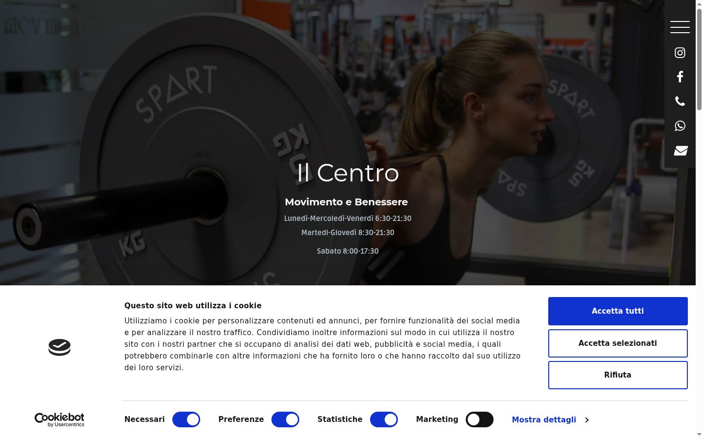 Screenshot del banner di consenso mostrato prima di qualsiasi interazione