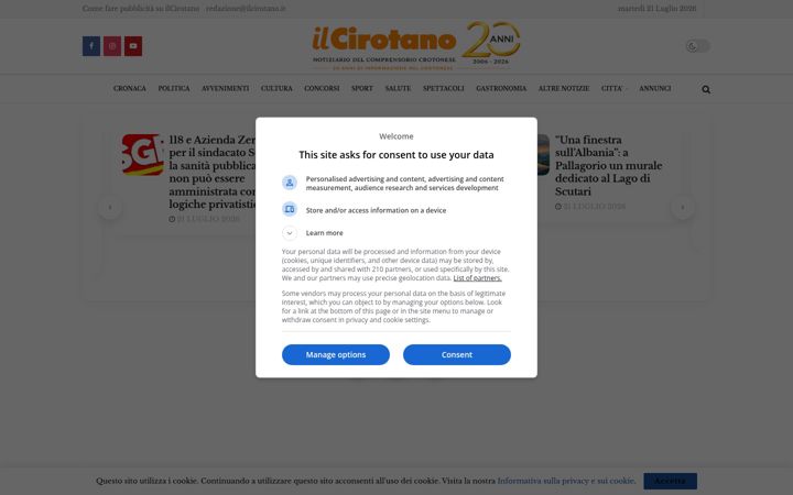 Screenshot of ilcirotano.it