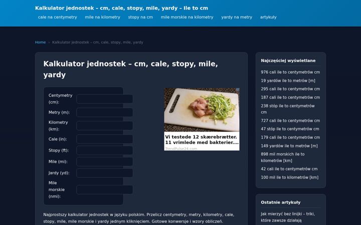 Screenshot of ile-to-cm.pl