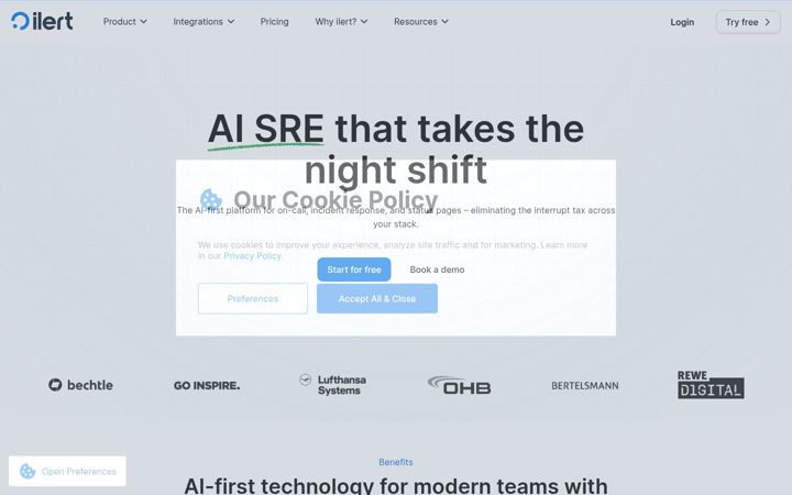 Screenshot of ilert.com
