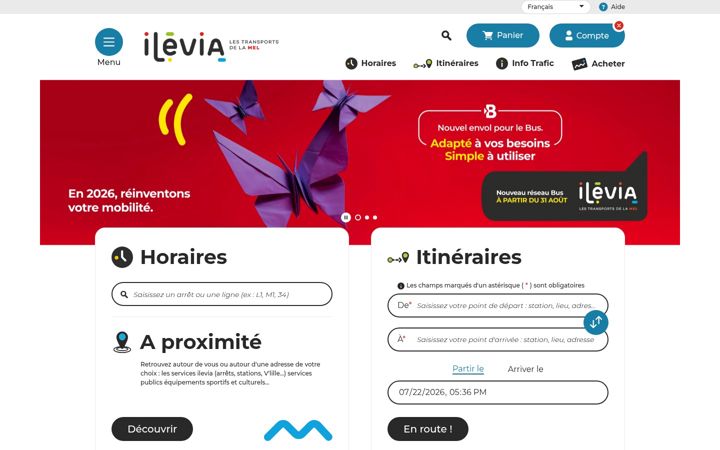 Skärmbild av ilevia.fr