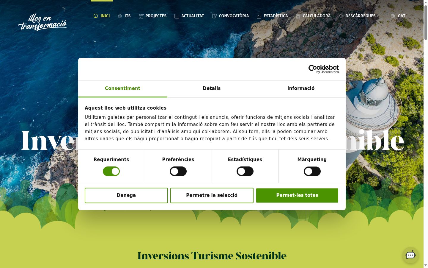 Screenshot of the consent banner shown before any interaction