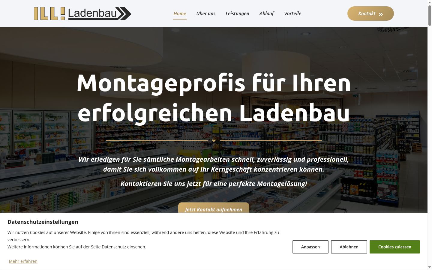 Screenshot des Einwilligungsbanners vor jeglicher Interaktion