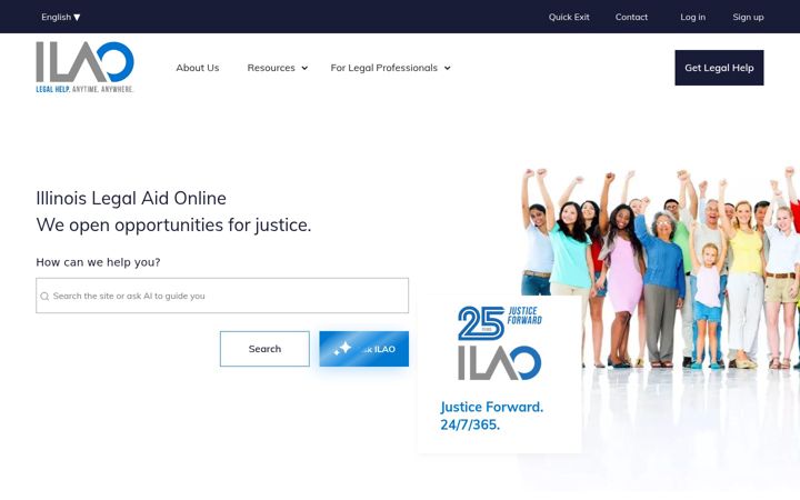 Screenshot of illinoislegalaid.org