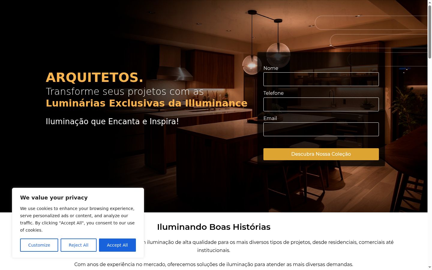 Screenshot del banner di consenso mostrato prima di qualsiasi interazione