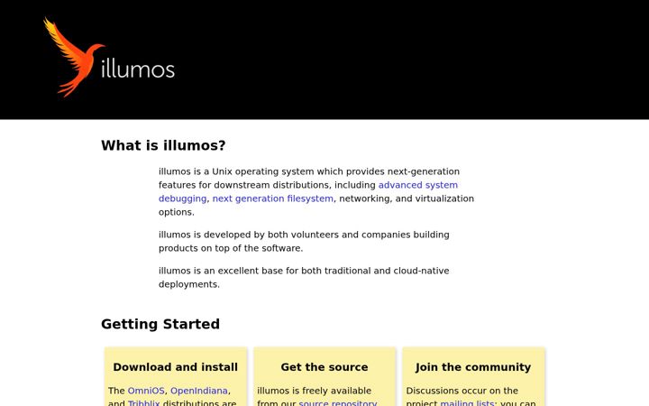 Screenshot of illumos.org