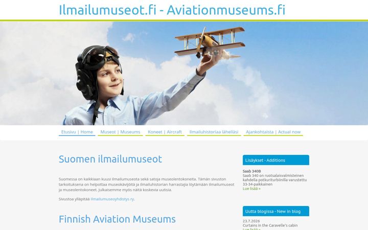 Screenshot of ilmailumuseot.fi