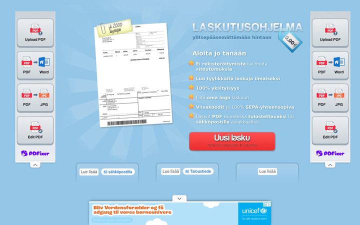 Screenshot of ilmainenlaskutusohjelma.fi