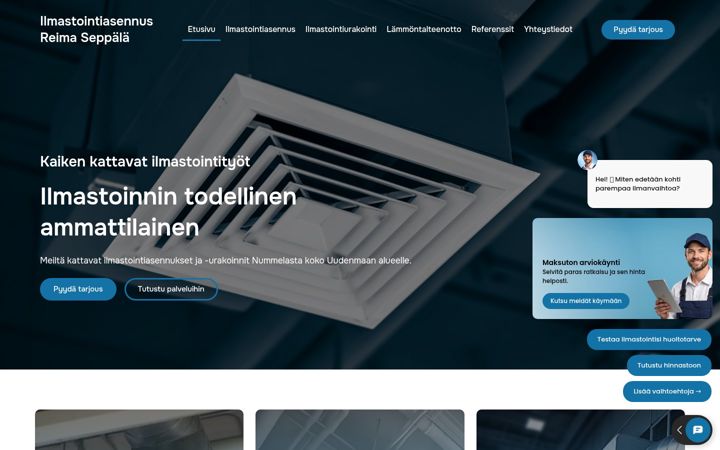 Skjermbilde av ilmastointiasennusreimaseppala.fi