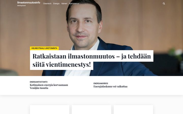 Screenshot of ilmastonmuutosinfo.fi