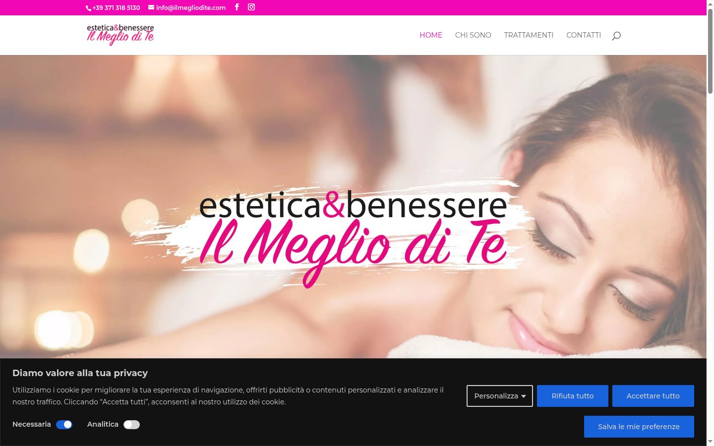 Screenshot del banner di consenso mostrato prima di qualsiasi interazione