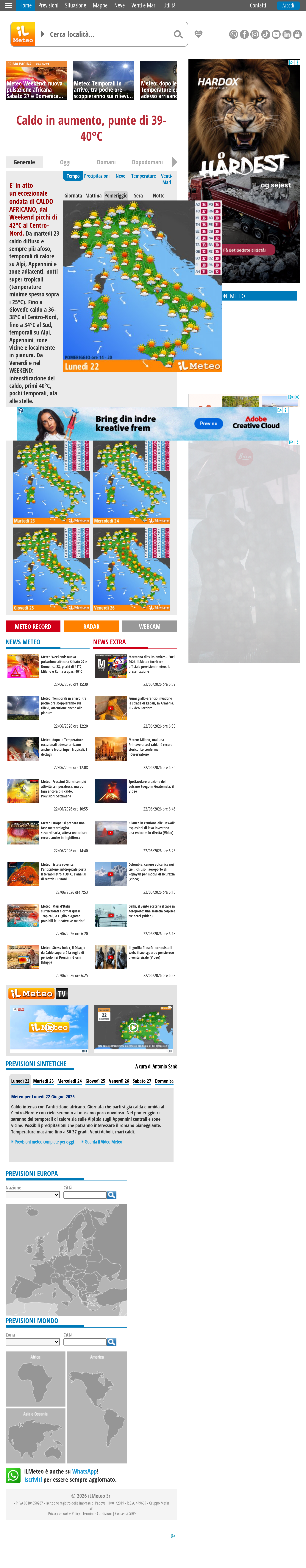 Tablet screenshot of ilmeteo.it