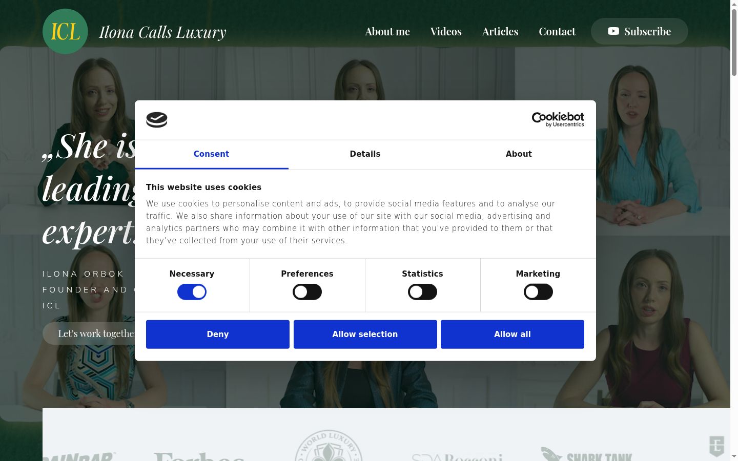 Screenshot of the consent banner shown before any interaction