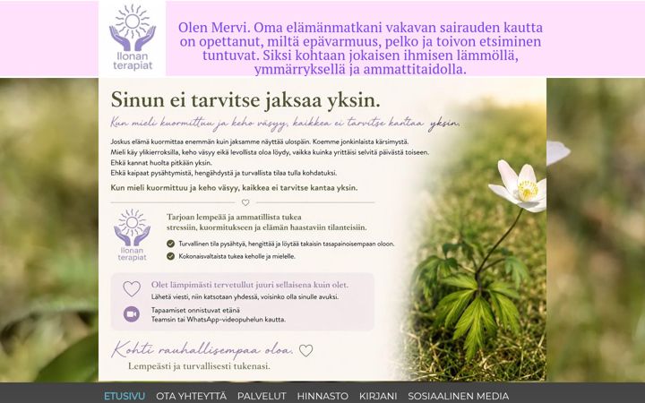 Screenshot of ilonanterapiat.fi
