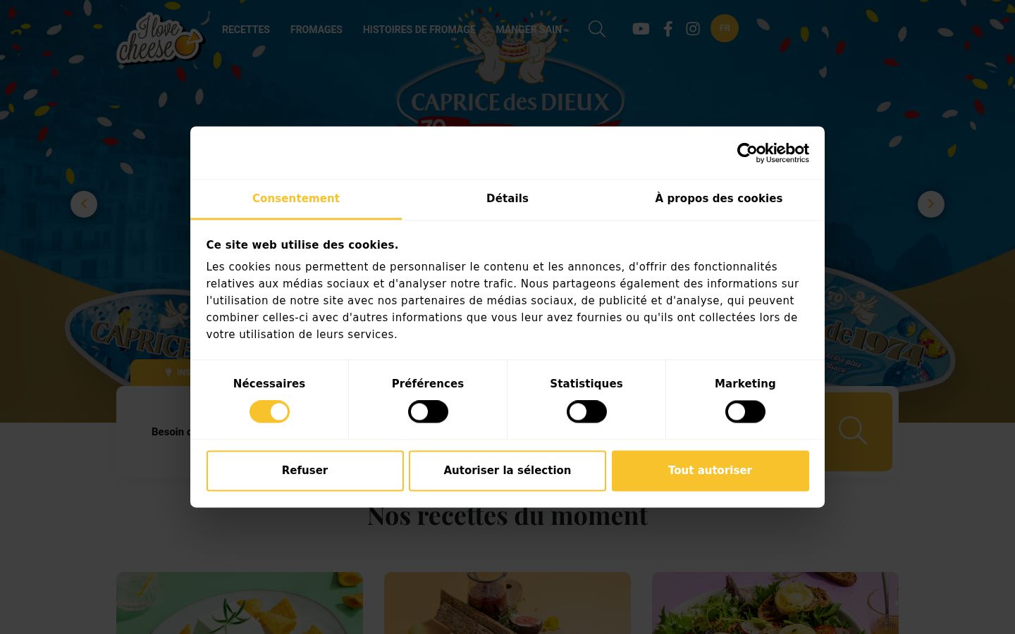 Screenshot del banner di consenso mostrato prima di qualsiasi interazione