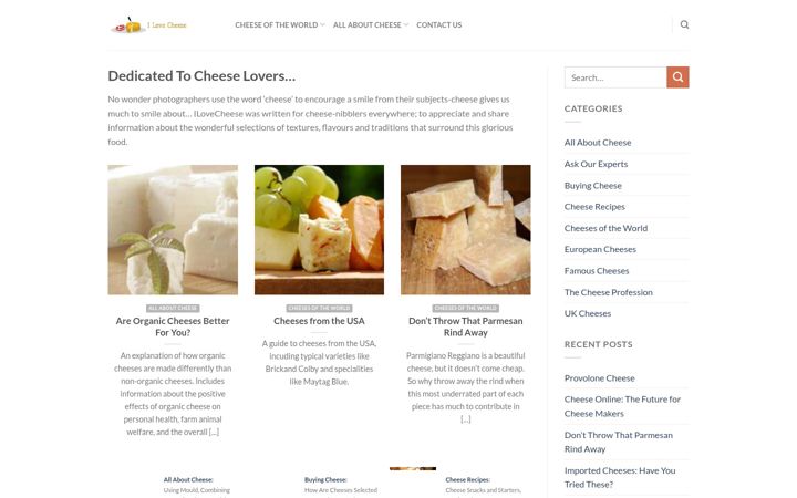 Screenshot of ilovecheese.co.uk