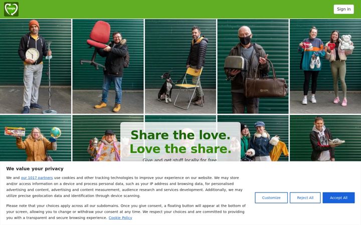 Screenshot of ilovefreegle.org