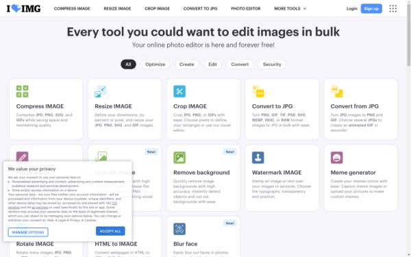 Screenshot of iloveimg.com
