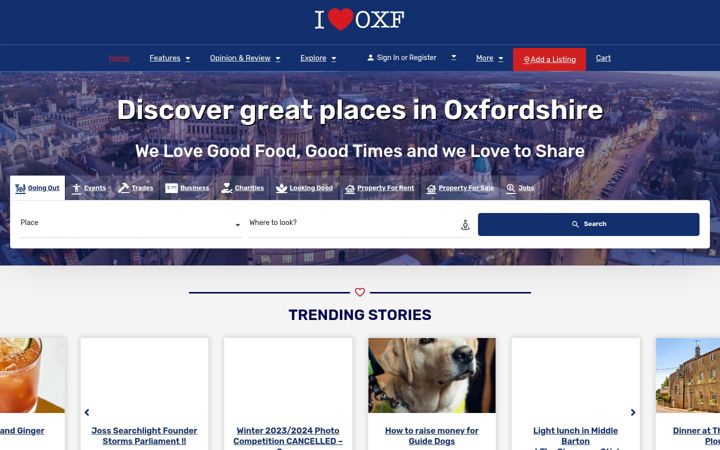 Screenshot of iloveoxfordshire.com