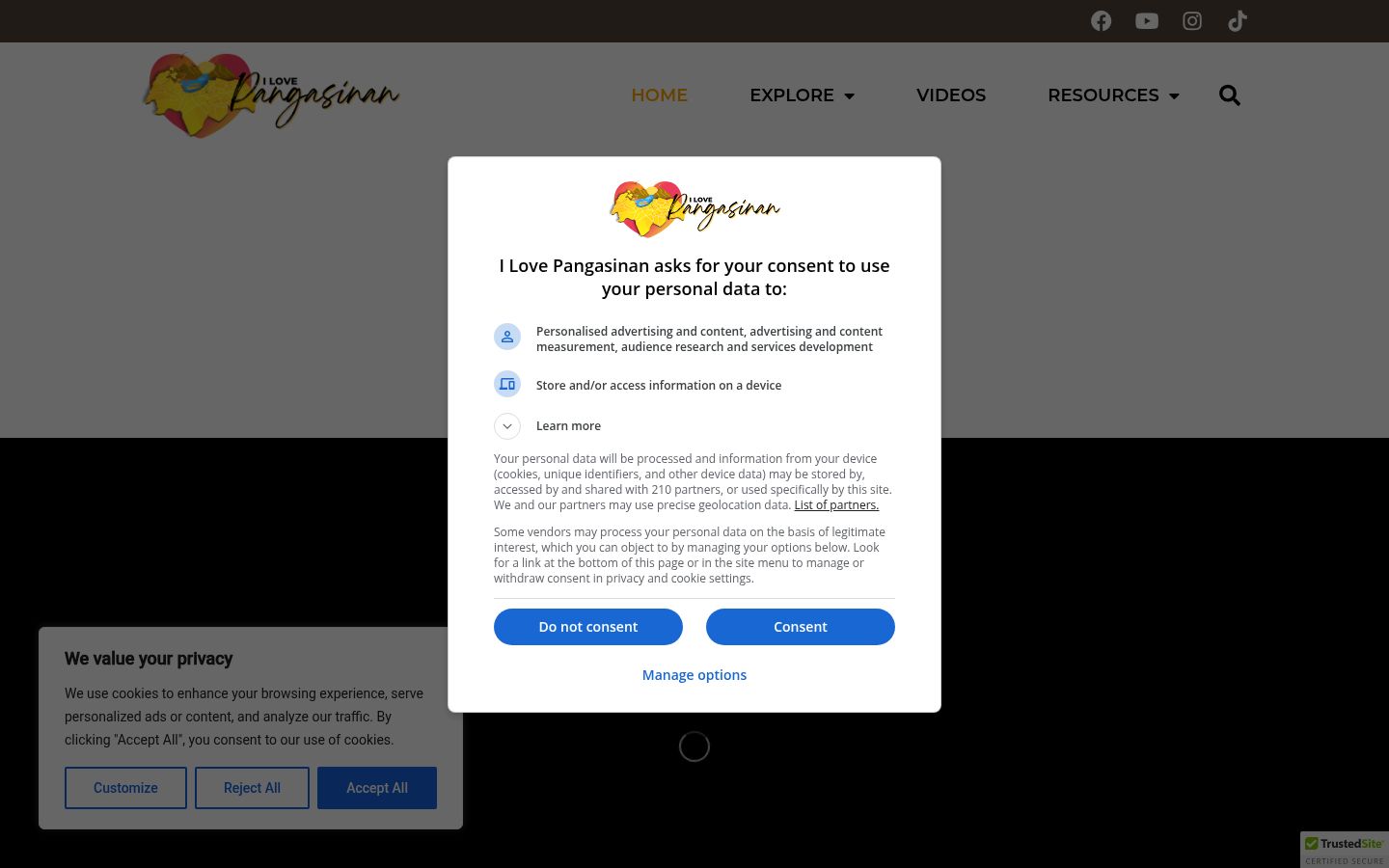 Zrzut ekranu banera zgody wyświetlanego przed jakąkolwiek interakcją