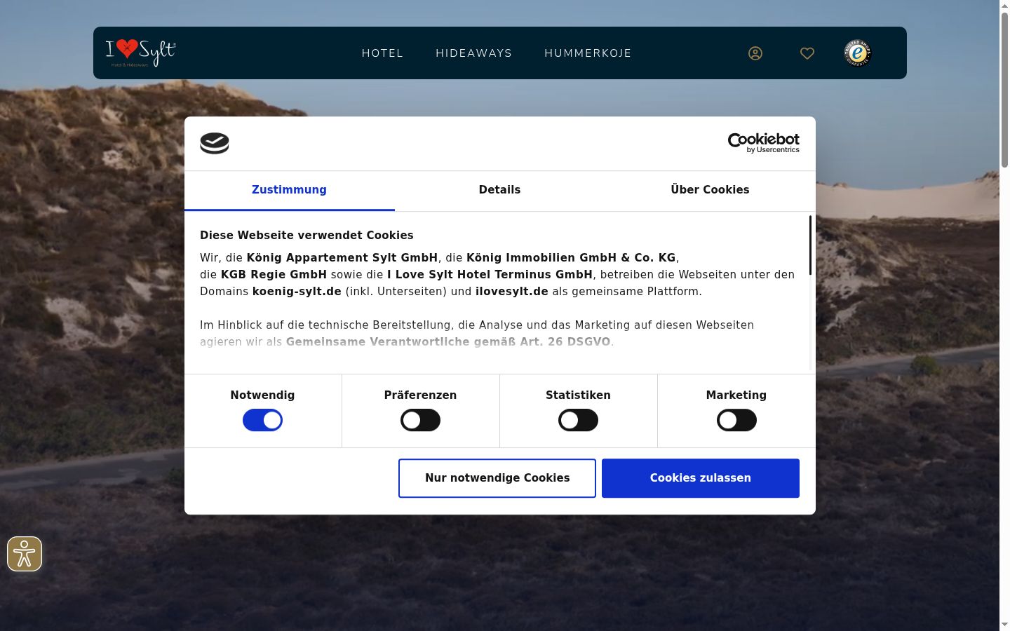 Snímek obrazovky baneru souhlasu zobrazeného před jakoukoli interakcí