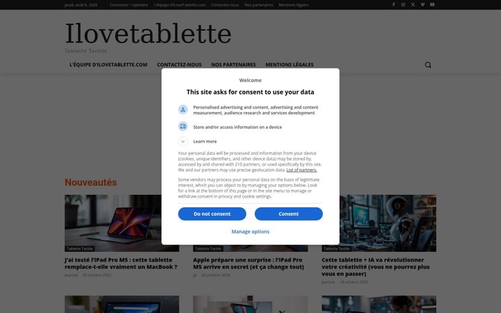 Screenshot of ilovetablette.com