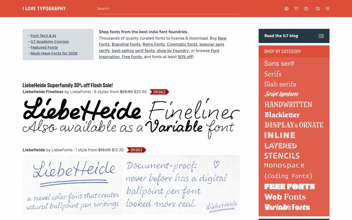 Screenshot of ilovetypography.com
