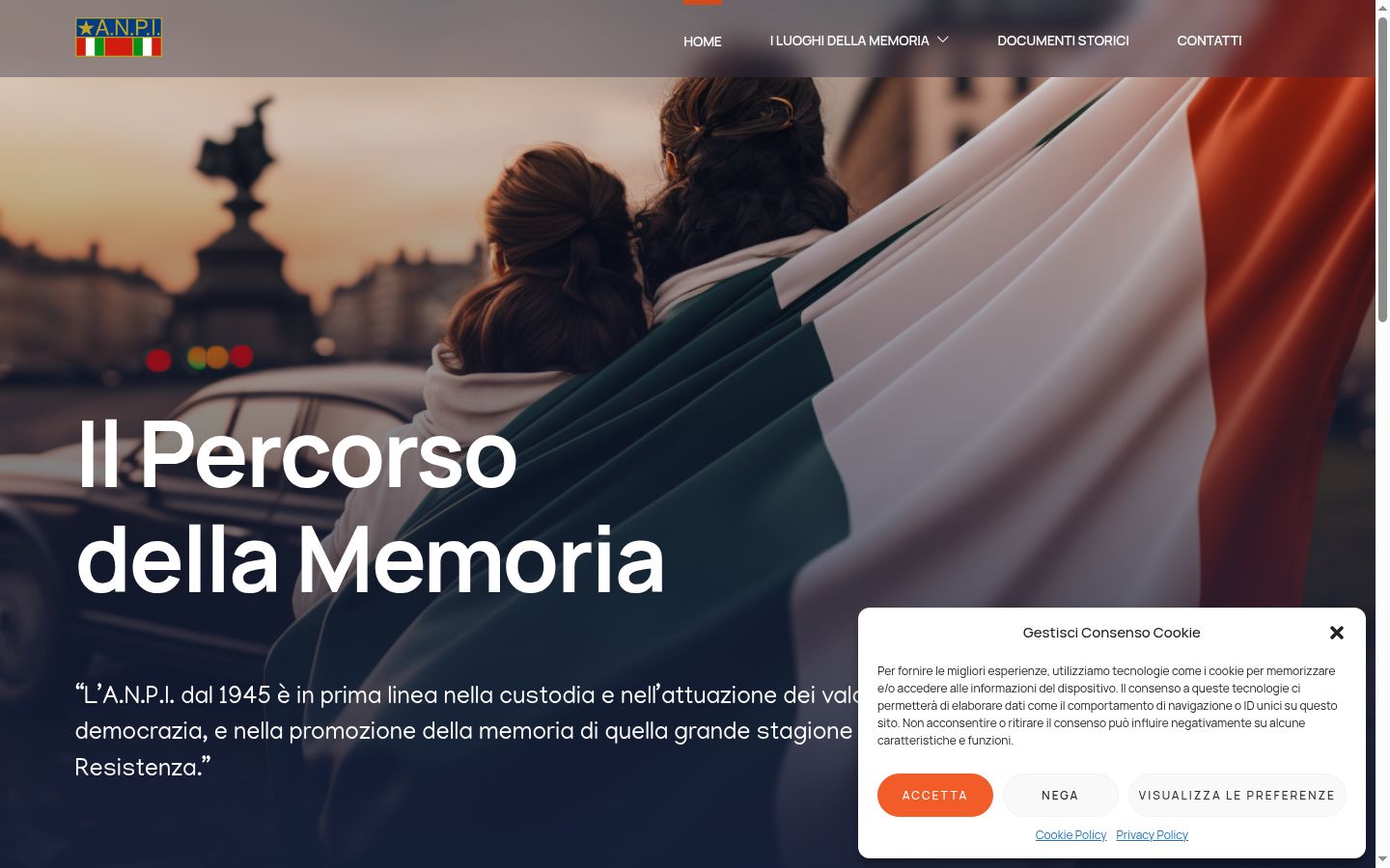 Screenshot del banner di consenso mostrato prima di qualsiasi interazione