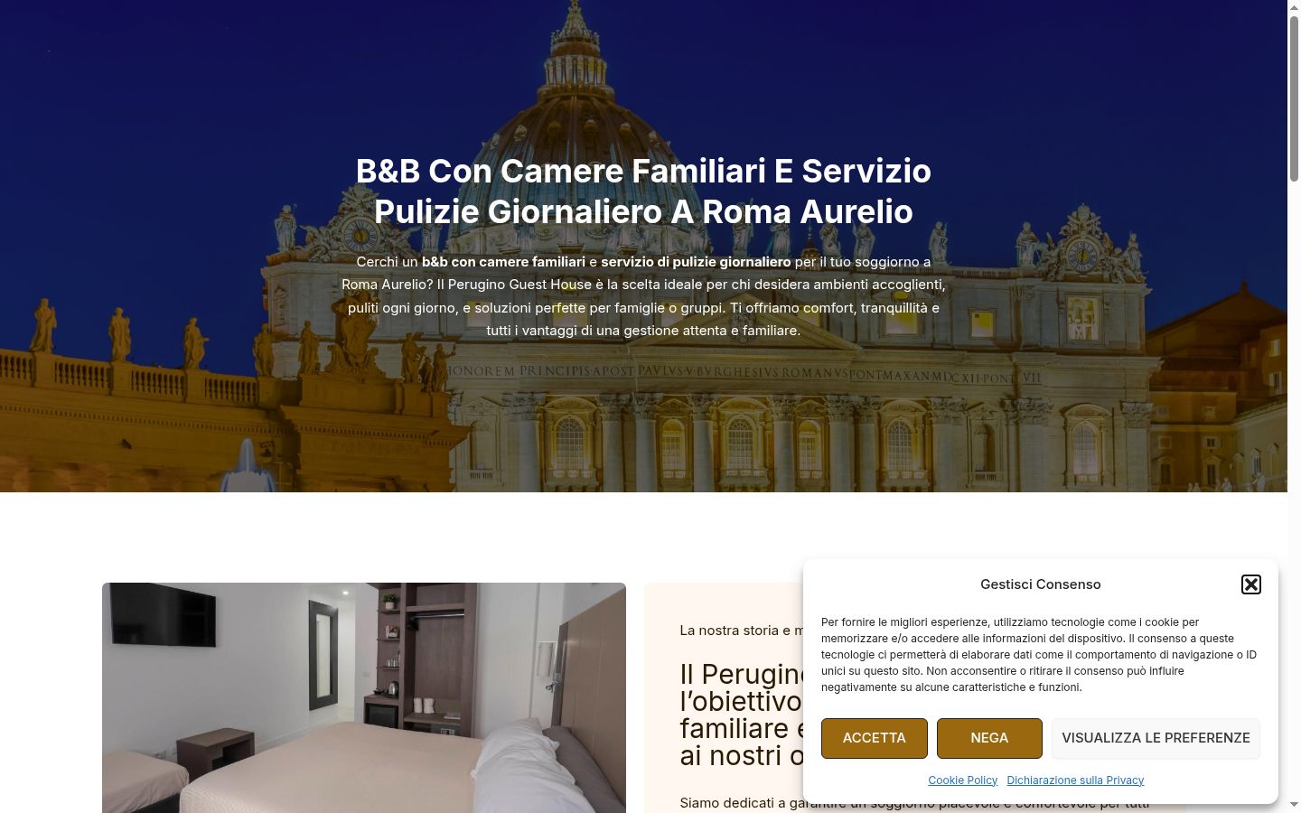 Screenshot del banner di consenso mostrato prima di qualsiasi interazione
