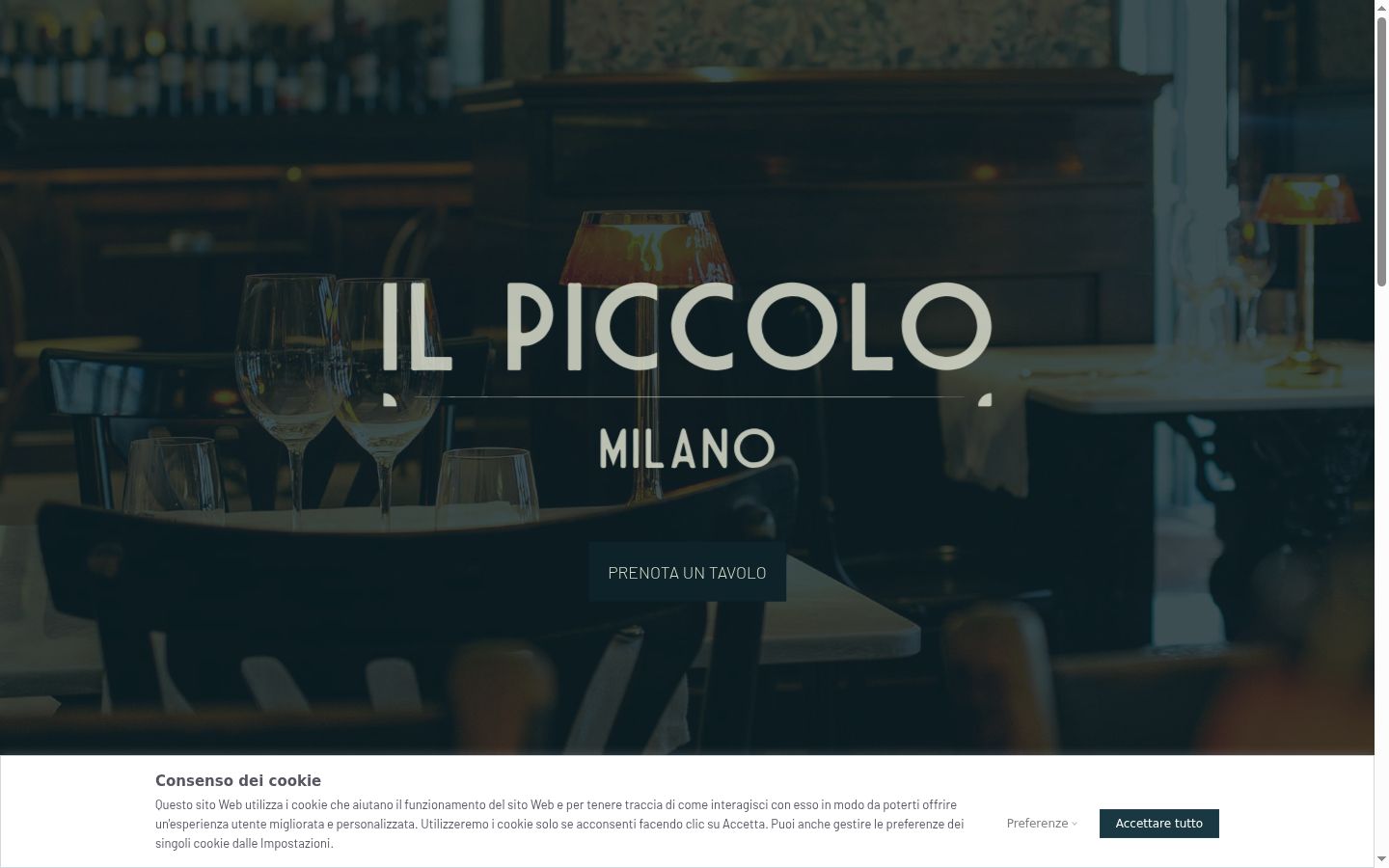 Screenshot del banner di consenso mostrato prima di qualsiasi interazione