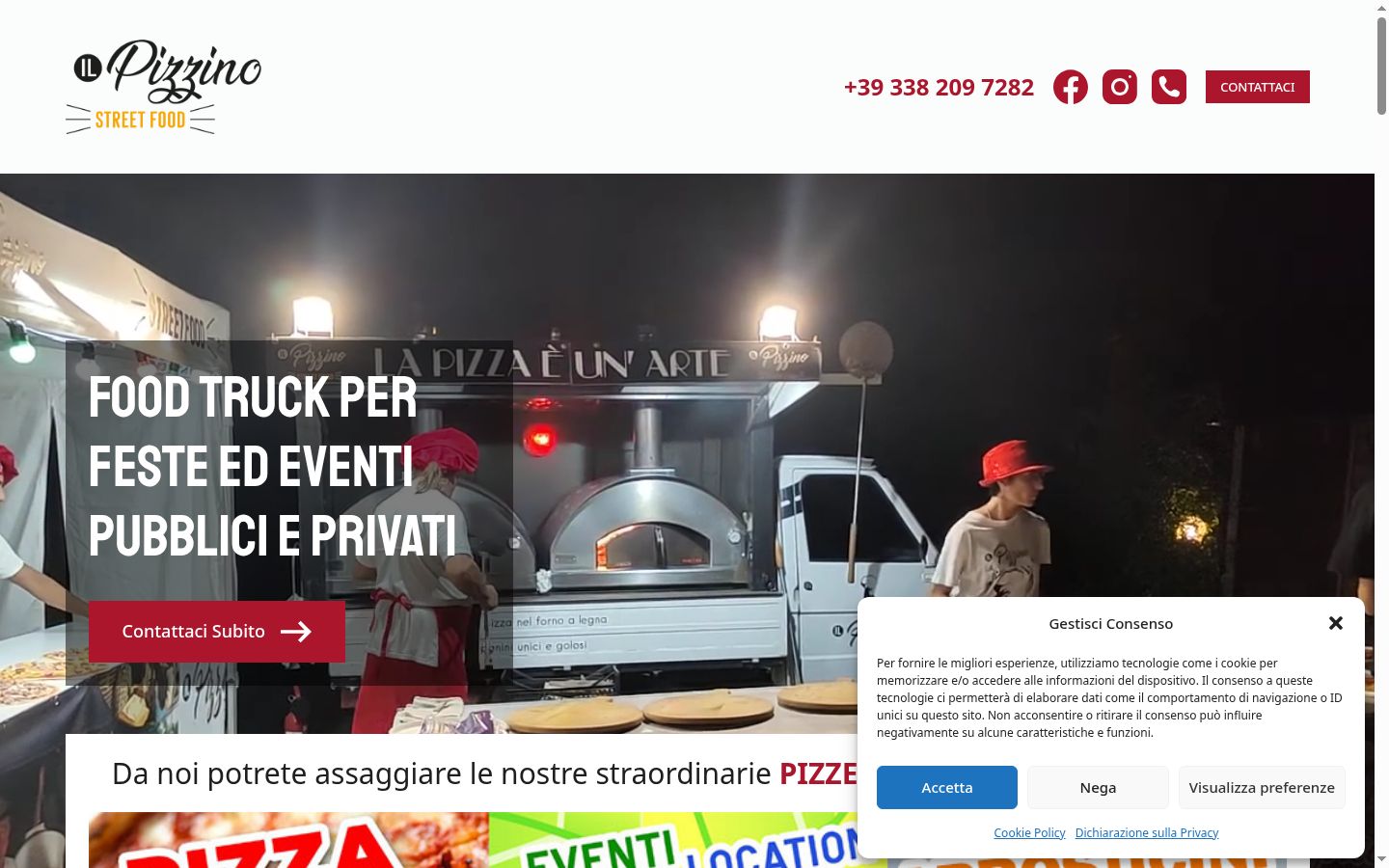 Screenshot del banner di consenso mostrato prima di qualsiasi interazione