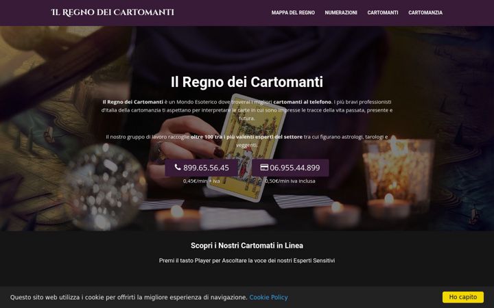 Screenshot of ilregnodeicartomanti.it