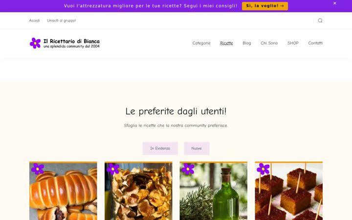 Screenshot of ilricettariodibianca.com