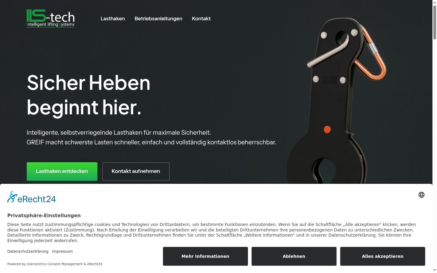 Screenshot des Einwilligungsbanners vor jeglicher Interaktion