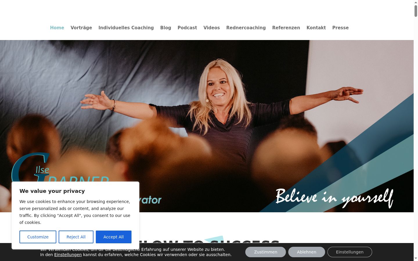 Screenshot del banner di consenso mostrato prima di qualsiasi interazione