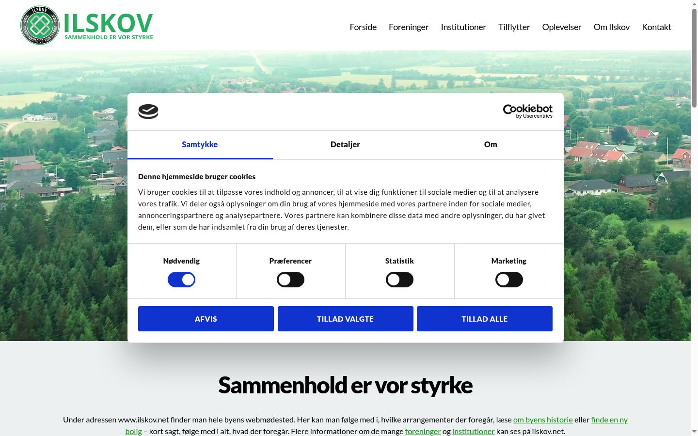Skærmbillede af samtykkebanneret, som det blev vist før nogen interaktion