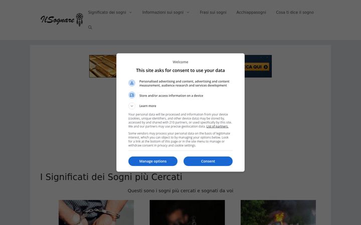 Screenshot of ilsognare.com